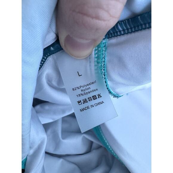 Womens One Piece Swimsuit Tummy Control Cutout High Waisted Ruffled V Neck Teal - Picture 4 of 8